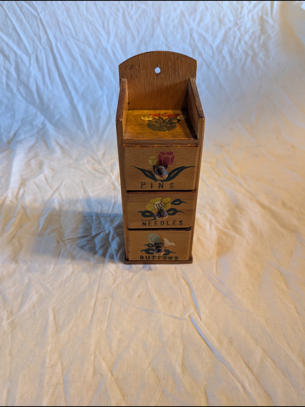 2/30$ Hand-Painted Wooden Sewing Drawer Organizer - Floral Pins Needles Buttons
